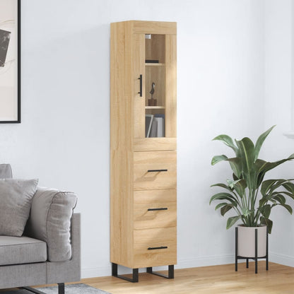 Highboard 34.5x34x180 cm Engineered Wood 3 Drawers Sonoma oak