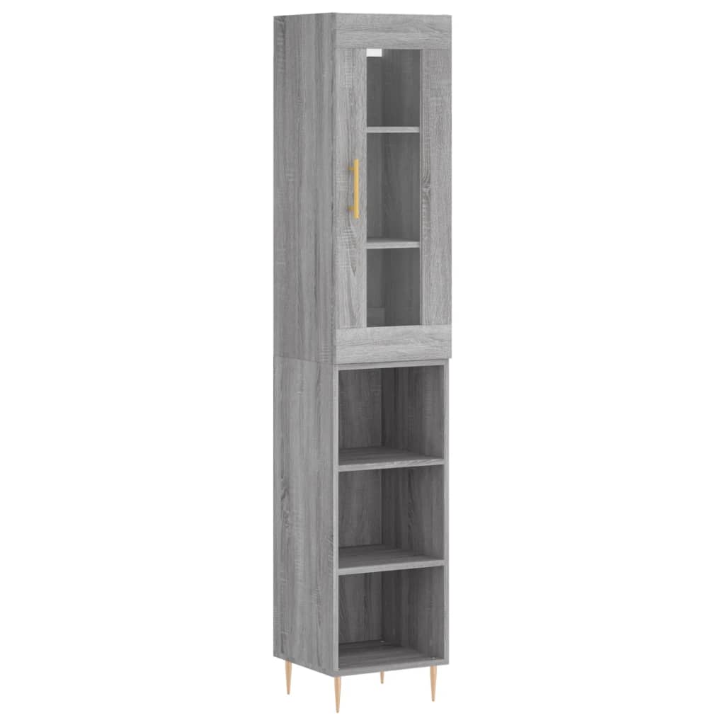 Highboard 34.5x34x180 cm Engineered Wood 3 Shelves Grey sonoma