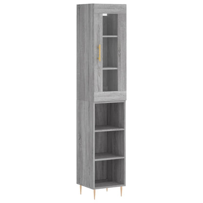 Highboard 34.5x34x180 cm Engineered Wood 3 Shelves Grey sonoma