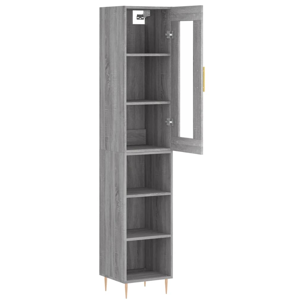 Highboard 34.5x34x180 cm Engineered Wood 3 Shelves Grey sonoma