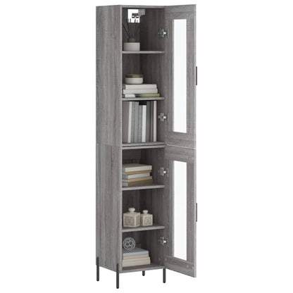 Highboard 34.5x34x180 cm Engineered Wood 1 Glass Door Grey sonoma