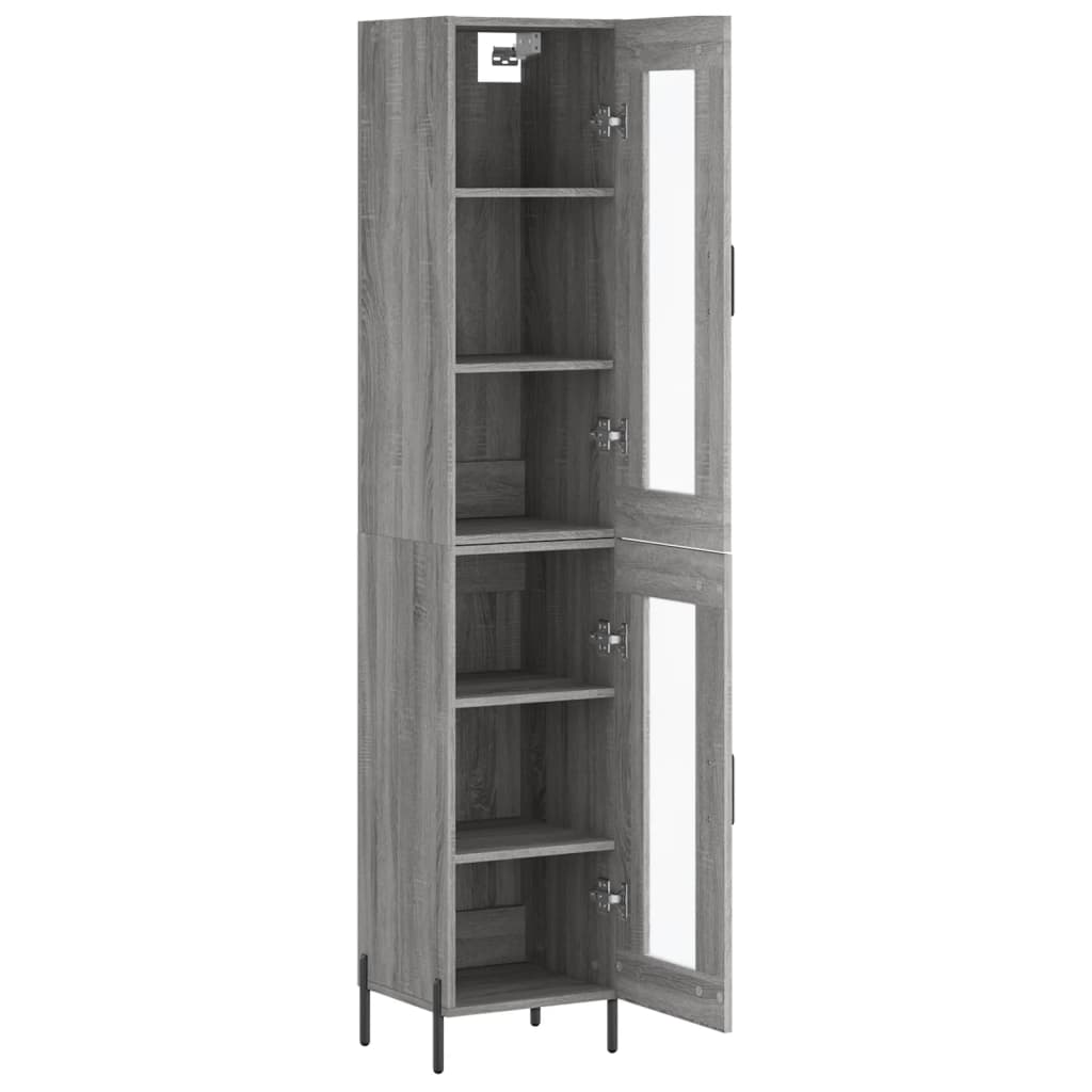 Highboard 34.5x34x180 cm Engineered Wood 1 Glass Door Grey sonoma