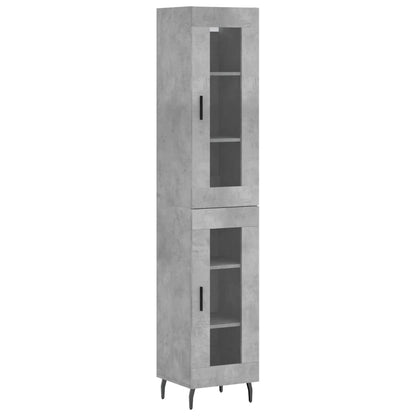 Highboard 34.5x34x180 cm Engineered Wood 1 Glass Door Concrete grey