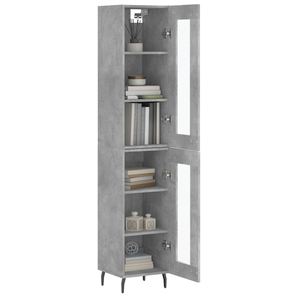 Highboard 34.5x34x180 cm Engineered Wood 1 Glass Door Concrete grey