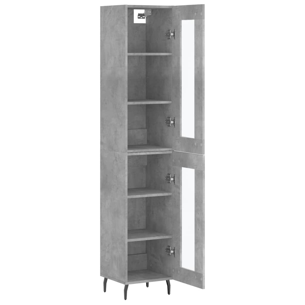 Highboard 34.5x34x180 cm Engineered Wood 1 Glass Door Concrete grey