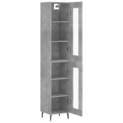 Highboard 34.5x34x180 cm Engineered Wood 1 Glass Door Concrete grey
