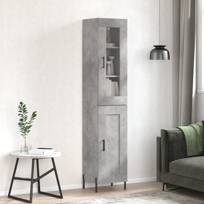 Highboard 34.5x34x180 cm Engineered Wood 1 Wood Door Concrete grey