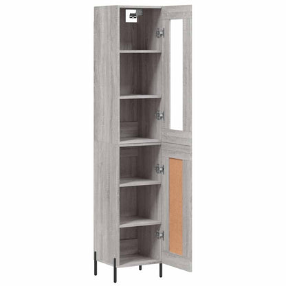 Highboard 34.5x34x180 cm Engineered Wood 1 Wood Door Grey sonoma