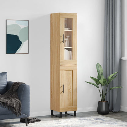 Highboard 34.5x34x180 cm Engineered Wood 1 Wood Door Sonoma oak