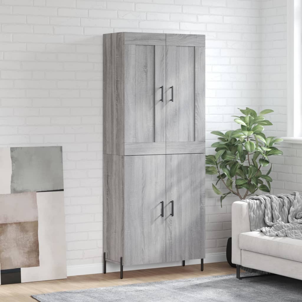 Highboard 69.5x34x180 cm Engineered Wood 2 Doors Grey sonoma
