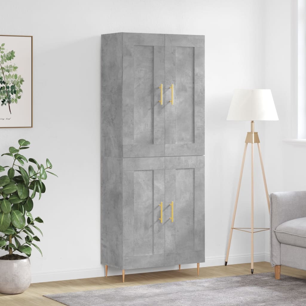 Highboard 69.5x34x180 cm Engineered Wood 2 Wood Doors Concrete grey
