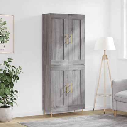 Highboard 69.5x34x180 cm Engineered Wood 2 Wood Doors Grey sonoma
