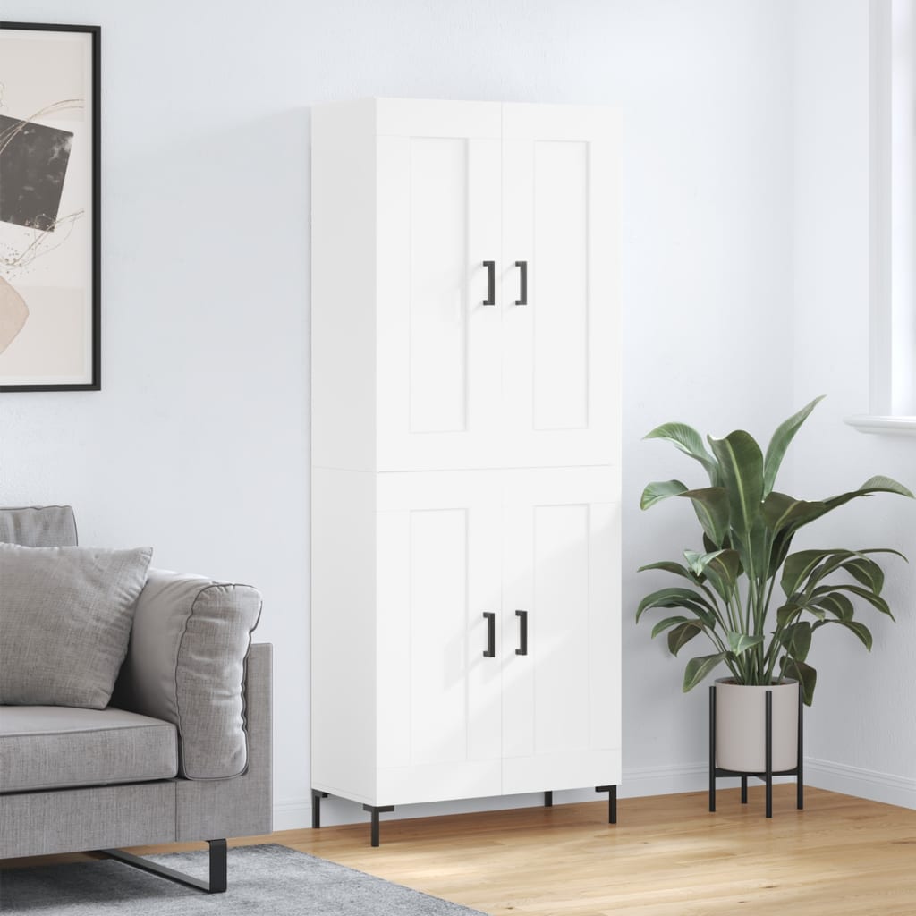 Highboard 69.5x34x180 cm Engineered Wood 2 Wood Doors White
