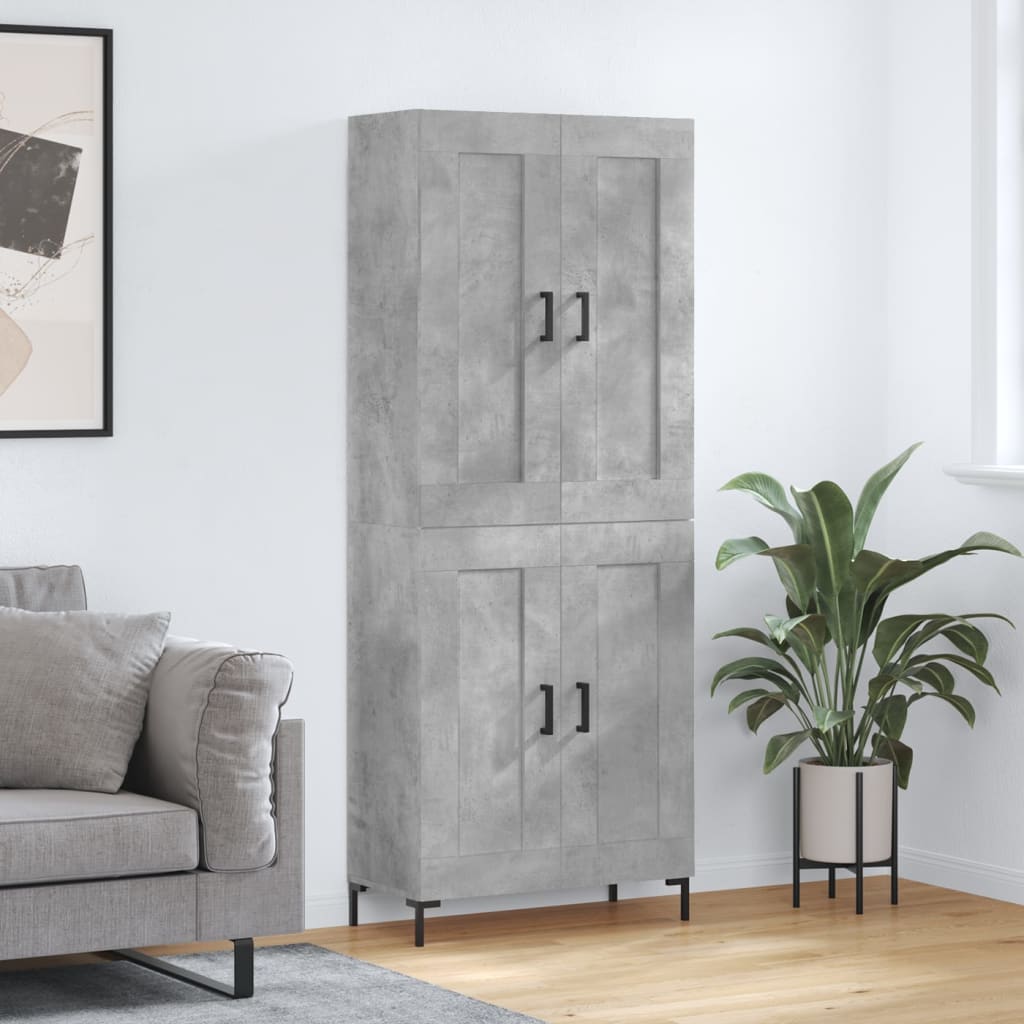 Highboard 69.5x34x180 cm Engineered Wood 2 Wood Doors Concrete grey