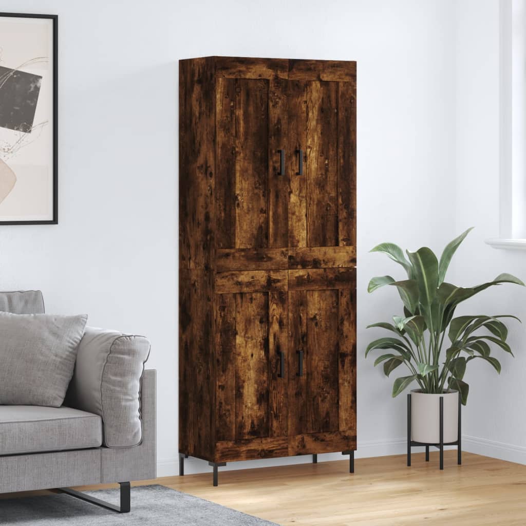 Highboard 69.5x34x180 cm Engineered Wood 2 Wood Doors Smoked oak