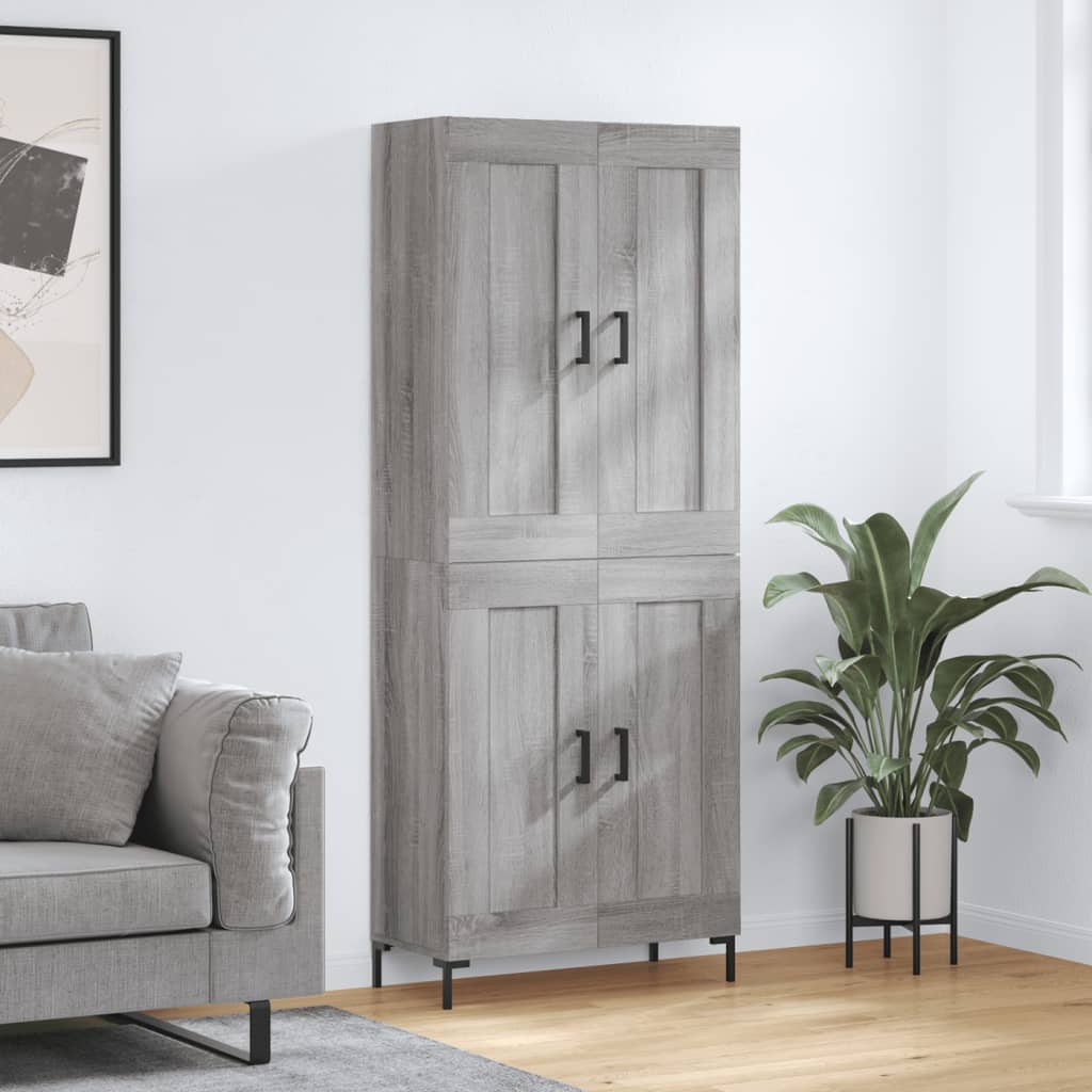 Highboard 69.5x34x180 cm Engineered Wood 2 Wood Doors Grey sonoma