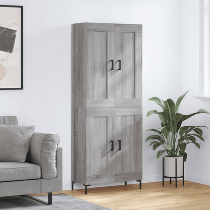 Highboard 69.5x34x180 cm Engineered Wood 2 Wood Doors Grey sonoma