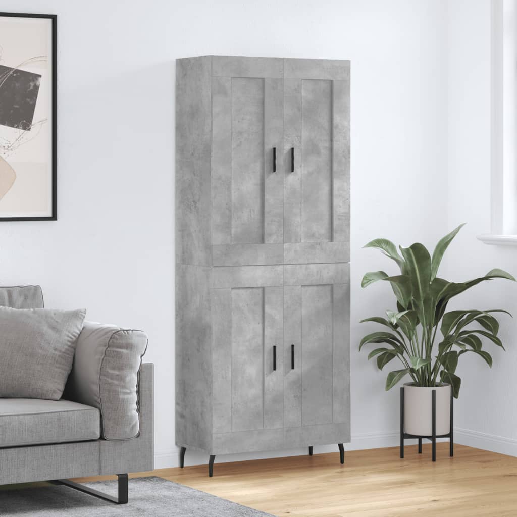 Highboard 69.5x34x180 cm Engineered Wood 2 Wood Doors Concrete grey
