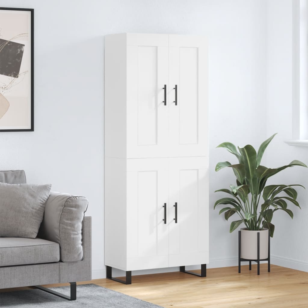 Highboard 69.5x34x180 cm Engineered Wood 2 Wood Doors White