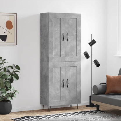 Highboard 69.5x34x180 cm Engineered Wood 2 Wood Doors Concrete grey