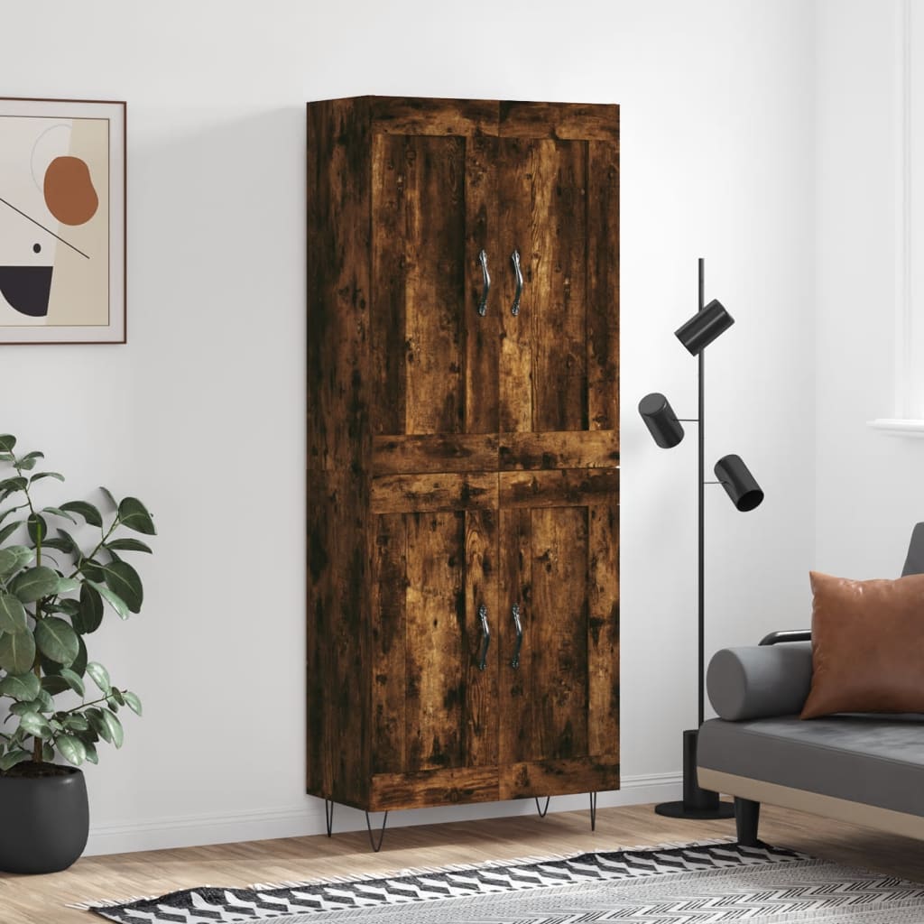 Highboard 69.5x34x180 cm Engineered Wood 2 Wood Doors Smoked oak