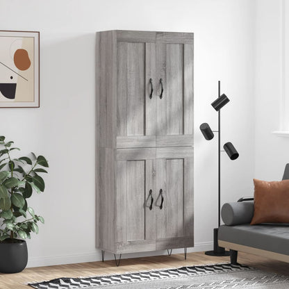 Highboard 69.5x34x180 cm Engineered Wood 2 Wood Doors Grey sonoma