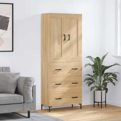 Highboard 69.5x34x180 cm Engineered Wood 3 Drawers Sonoma oak