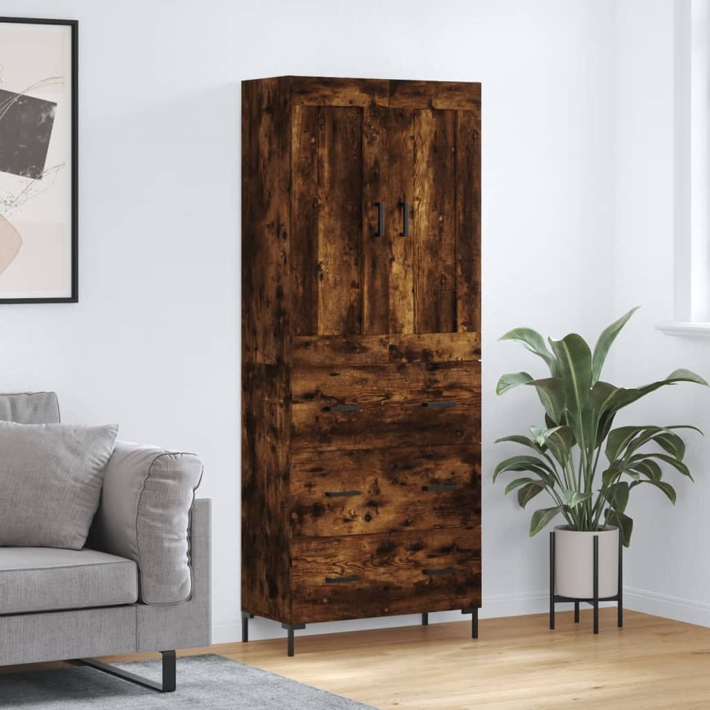 Highboard 69.5x34x180 cm Engineered Wood 3 Drawers Smoked oak