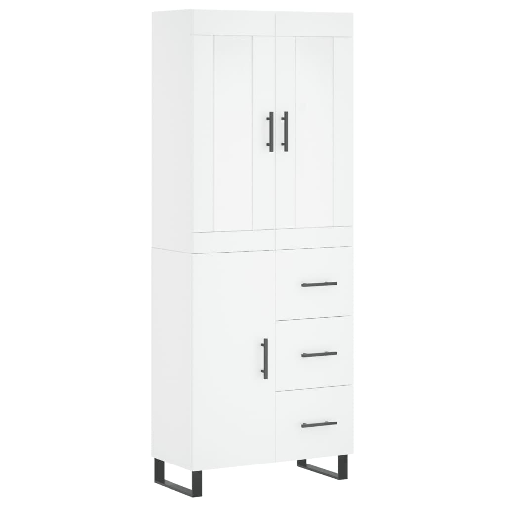 Highboard 69.5x34x180 cm Engineered Wood 1 Door 3 Drawers White