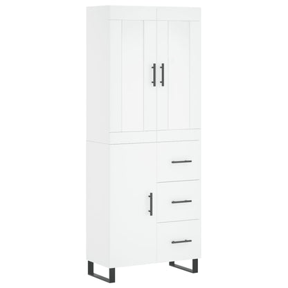 Highboard 69.5x34x180 cm Engineered Wood 1 Door 3 Drawers White