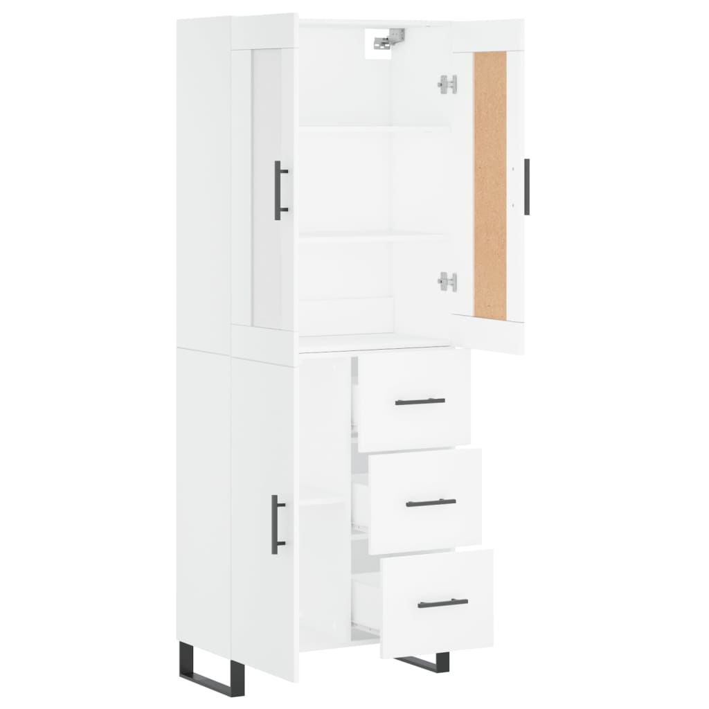 Highboard 69.5x34x180 cm Engineered Wood 1 Door 3 Drawers White