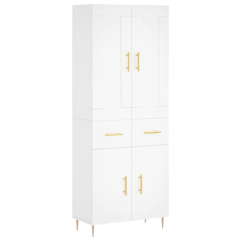 Highboard 69.5x34x180 cm Engineered Wood 2 Doors 2 Drawers White