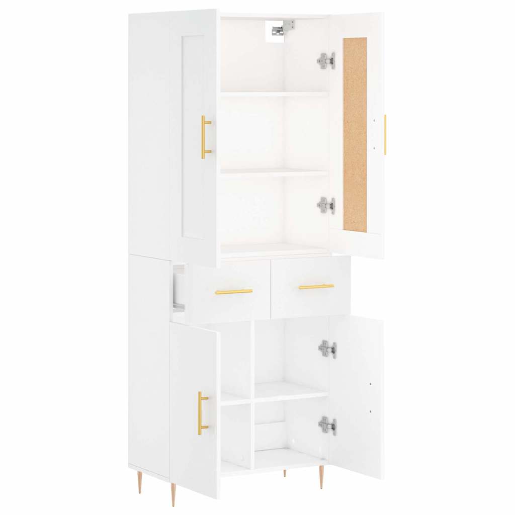 Highboard 69.5x34x180 cm Engineered Wood 2 Doors 2 Drawers White