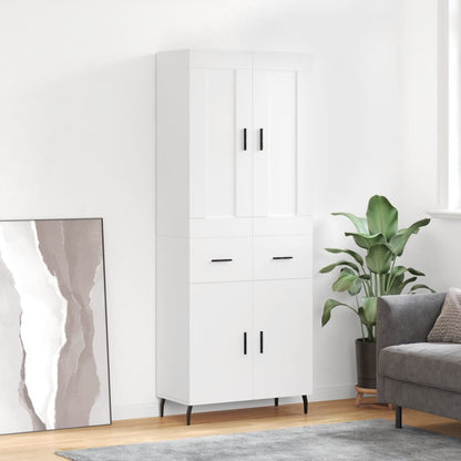 Highboard 69.5x34x180 cm Engineered Wood 2 Doors 2 Drawers White