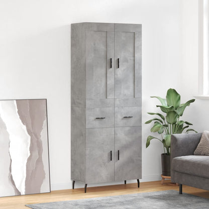 Highboard 69.5x34x180 cm Engineered Wood 2 Doors 2 Drawers Concrete grey