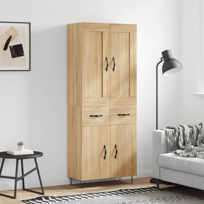 Highboard 69.5x34x180 cm Engineered Wood 2 Doors 2 Drawers Sonoma oak
