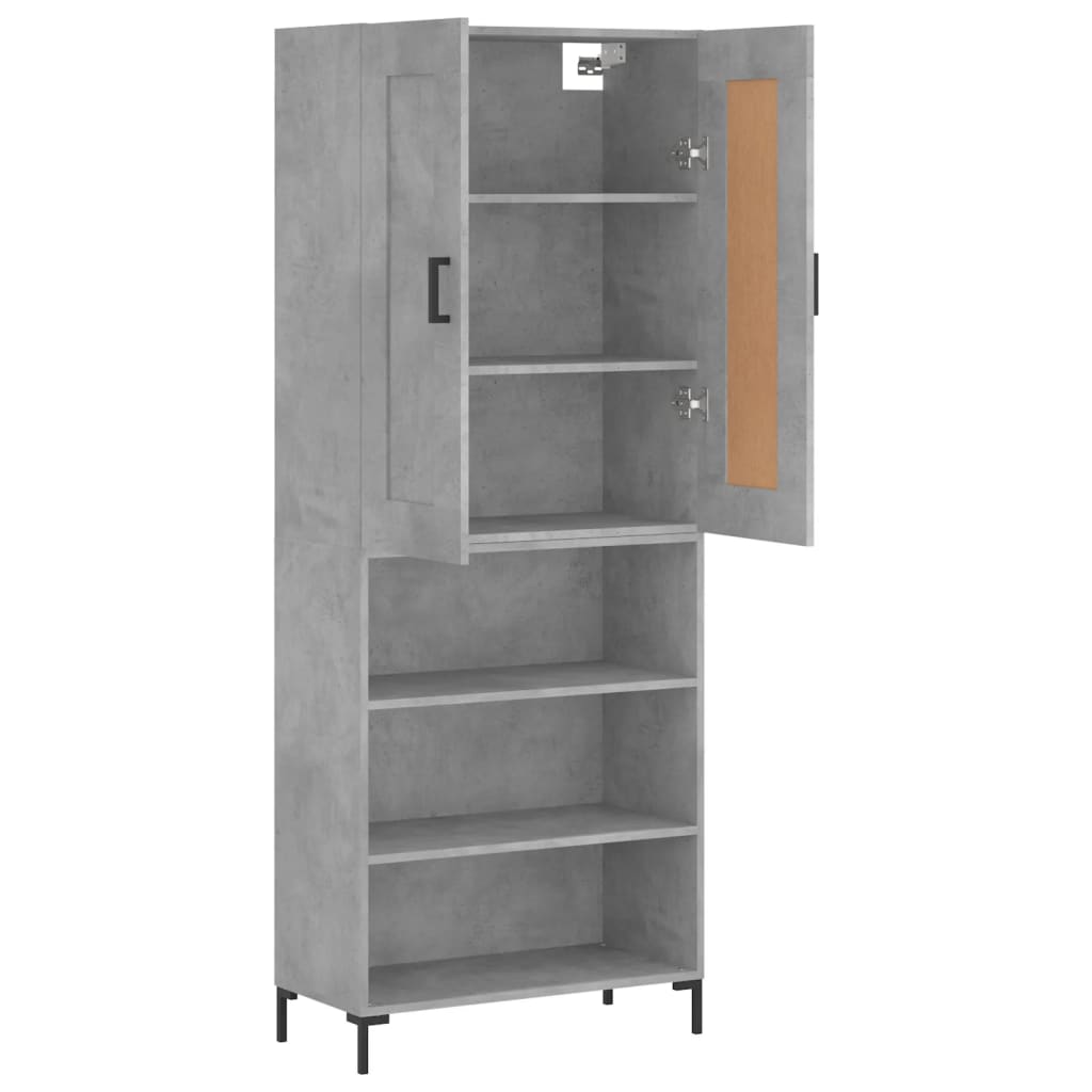 Highboard 69.5x34x180 cm Engineered Wood 3 Shelves Concrete grey