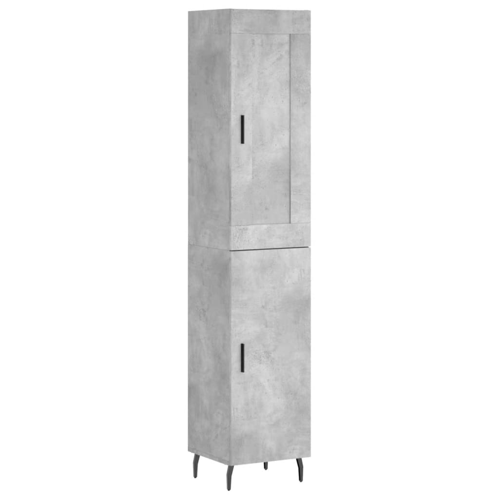 Highboard 34.5x34x180 cm Engineered Wood 1 Door Concrete grey
