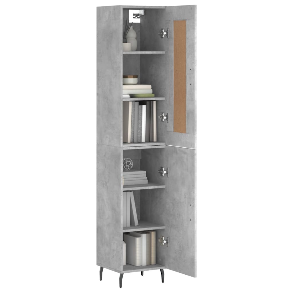 Highboard 34.5x34x180 cm Engineered Wood 1 Door Concrete grey