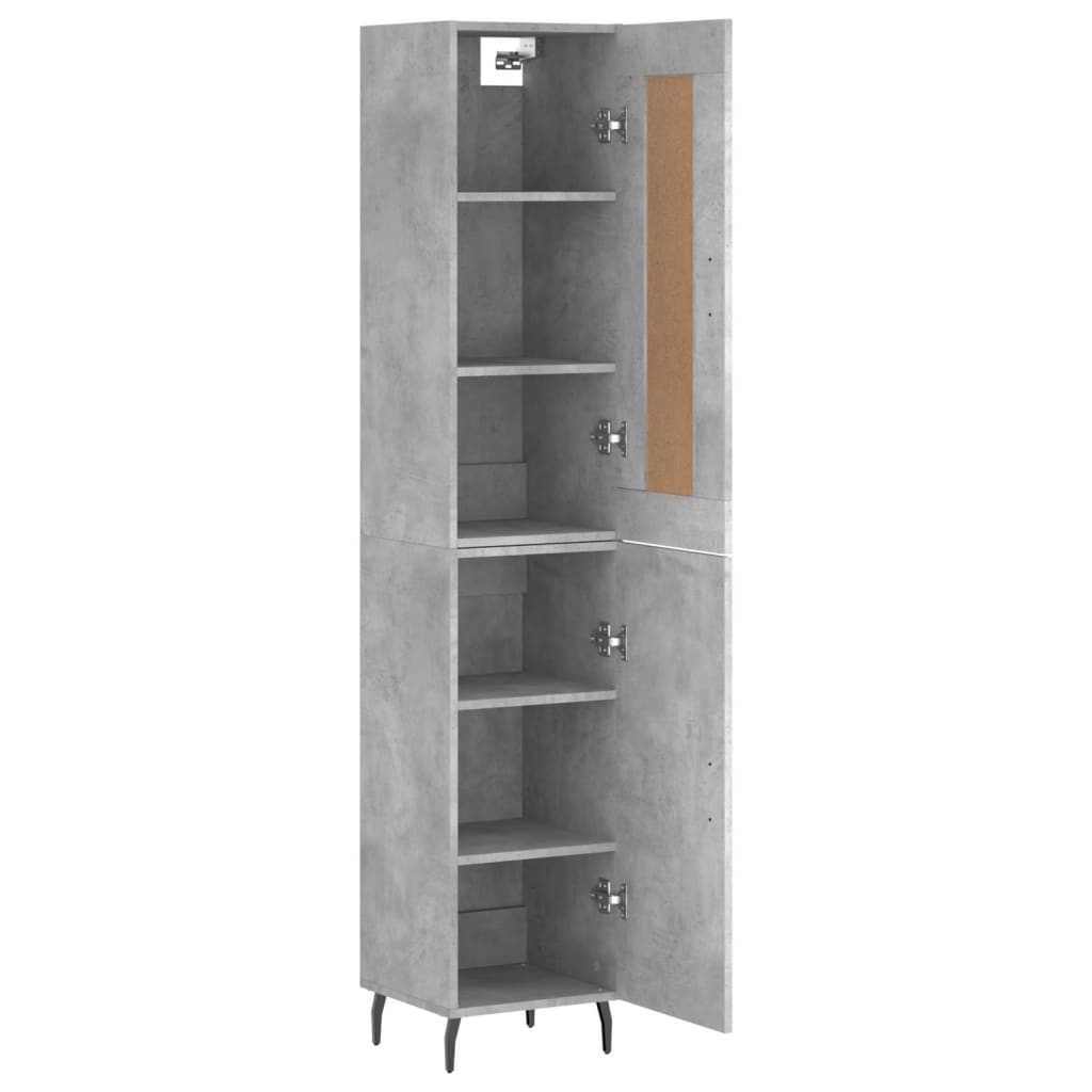 Highboard 34.5x34x180 cm Engineered Wood 1 Door Concrete grey