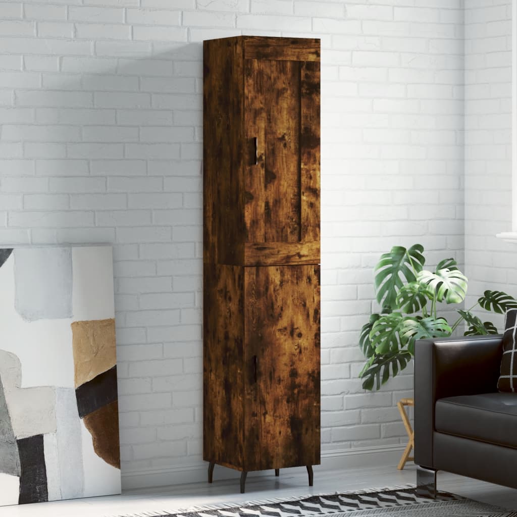 Highboard 34.5x34x180 cm Engineered Wood 1 Door Smoked oak