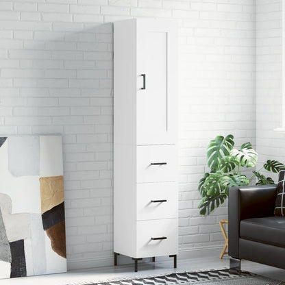 Highboard 34.5x34x180 cm Engineered Wood 3 Drawers White