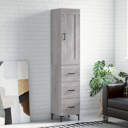 Highboard 34.5x34x180 cm Engineered Wood 3 Drawers Grey sonoma