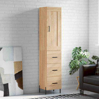 Highboard 34.5x34x180 cm Engineered Wood 3 Drawers Sonoma oak