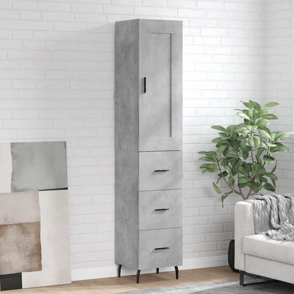 Highboard 34.5x34x180 cm Engineered Wood 3 Drawers Concrete grey