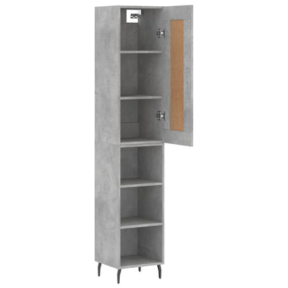 Highboard 34.5x34x180 cm Engineered Wood 3 Shelves Concrete grey