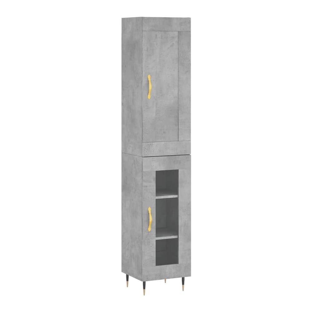 Highboard 34.5x34x180 cm Engineered Wood 1 Glass Door Concrete grey