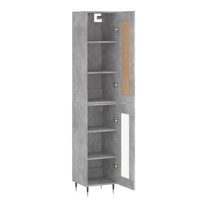 Highboard 34.5x34x180 cm Engineered Wood 1 Glass Door Concrete grey
