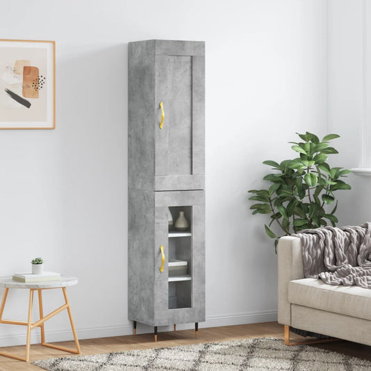 vidaXL Highboard Concrete Grey 34,5x34x180 cm Engineered Wood 1