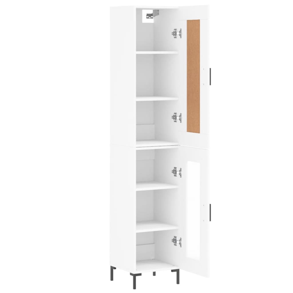 Highboard 34.5x34x180 cm Engineered Wood 1 Glass Door White